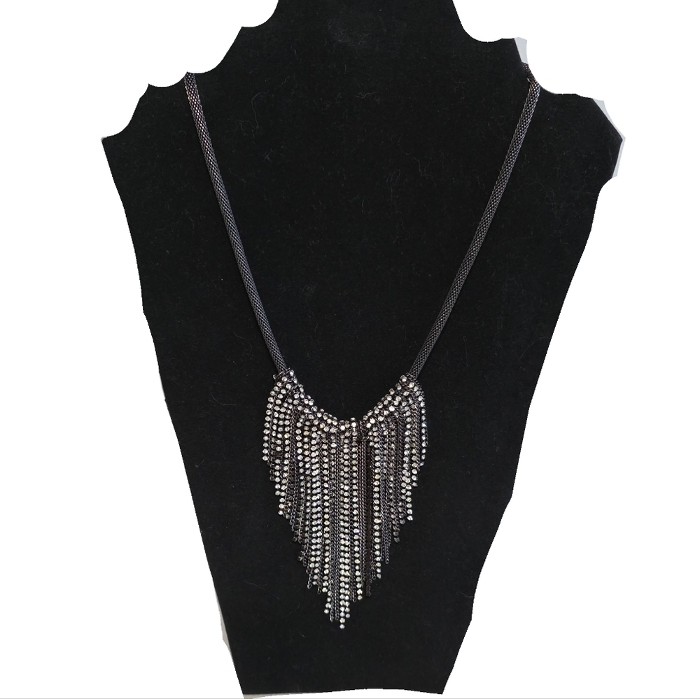 Vera Wang Gun Metal and Rhinestone Statement Necklace